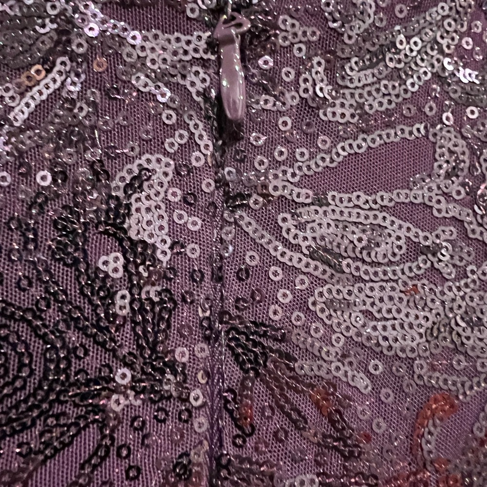 BCBG MAXAZRIA Selina plunging V Deep Plum Sequined Dress - size 2 - Picture 6 of 8